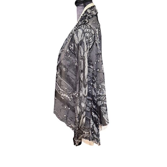 FUZZI Open Front Semi Sheer Cardigan Size L - Picture 3 of 4
